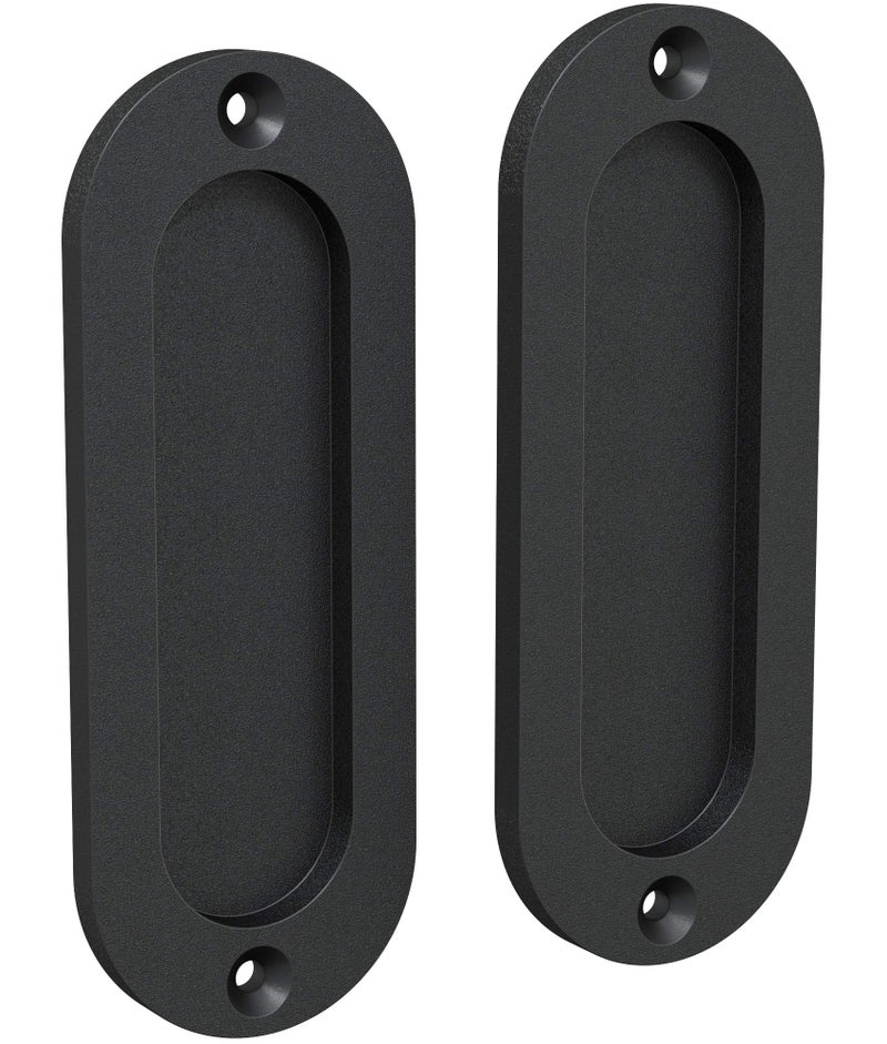 Tibres - Finger Pulls for Closet - 4.75" Oval Sliding Door Pulls - Flush Pulls for Pocket Door - Matte Black - Set of 2 - Image 1